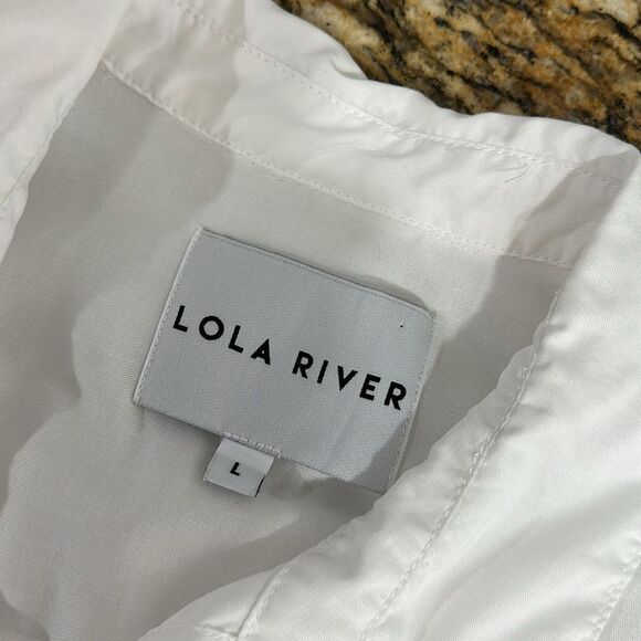 Lola River White Chest Pocket Short Sleeve Button Down Shirt Size L - Picture 5 of 8